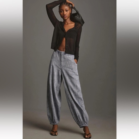 Anthropologie Pants - ANTHROPOLOGIE Pilcro Slub Twill Parachute Jogger Pants Wedegwood Blue Size L NEW